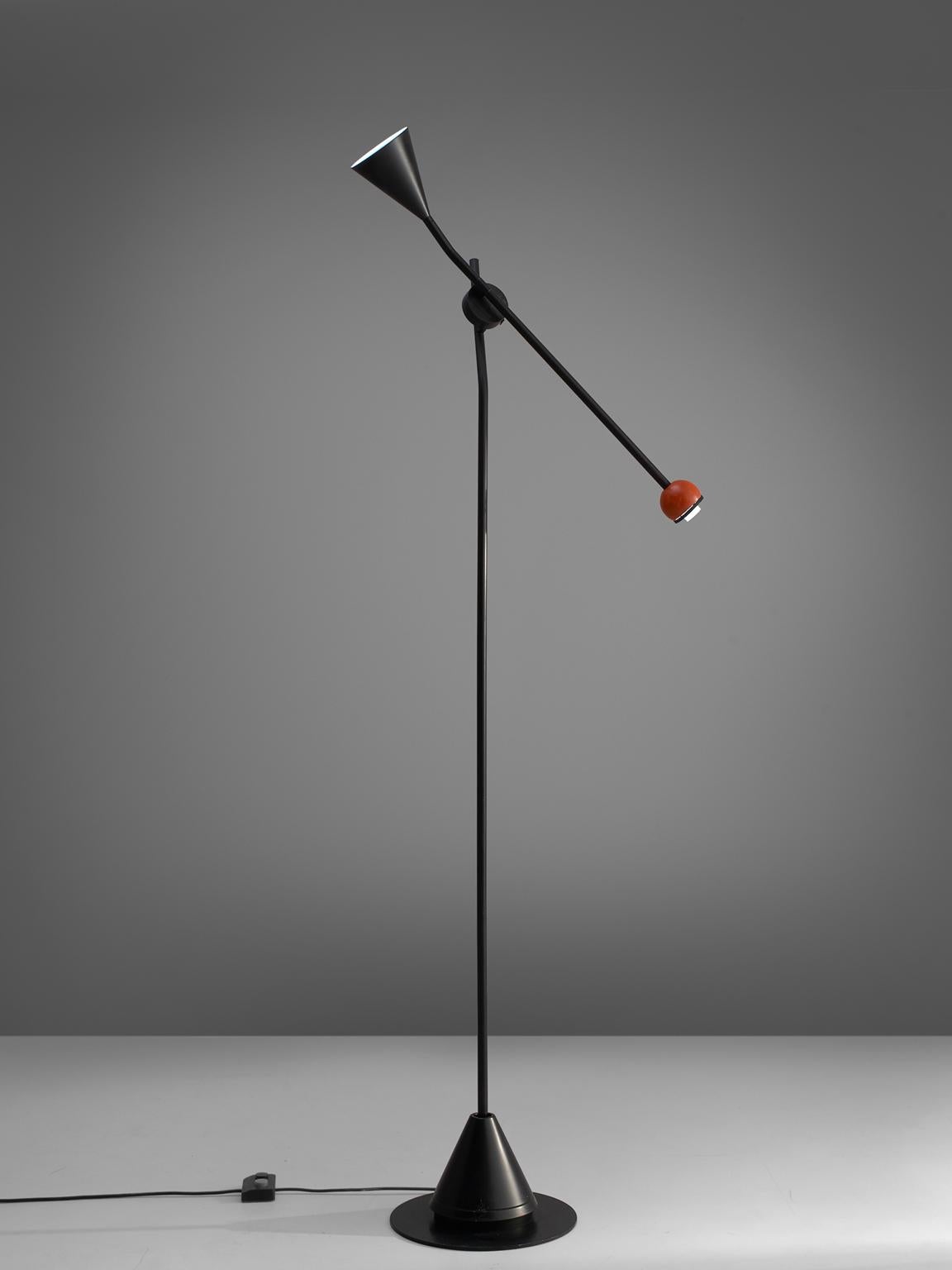 Ernesto Gismondi for Artemide, floor lamp, metal, Italy, 1985

This floor lamp is architectural and beautiful in its simplicity. The piece has an adjustable arm that can be put in any position. The piece has two colors, black and red and through