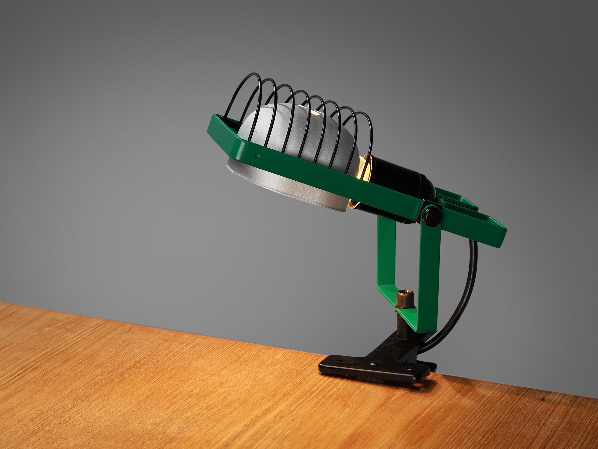 Metal Ernesto Gismondi for Artemide 'Sintesi Faretto Morsetto' Green Clamp Light 