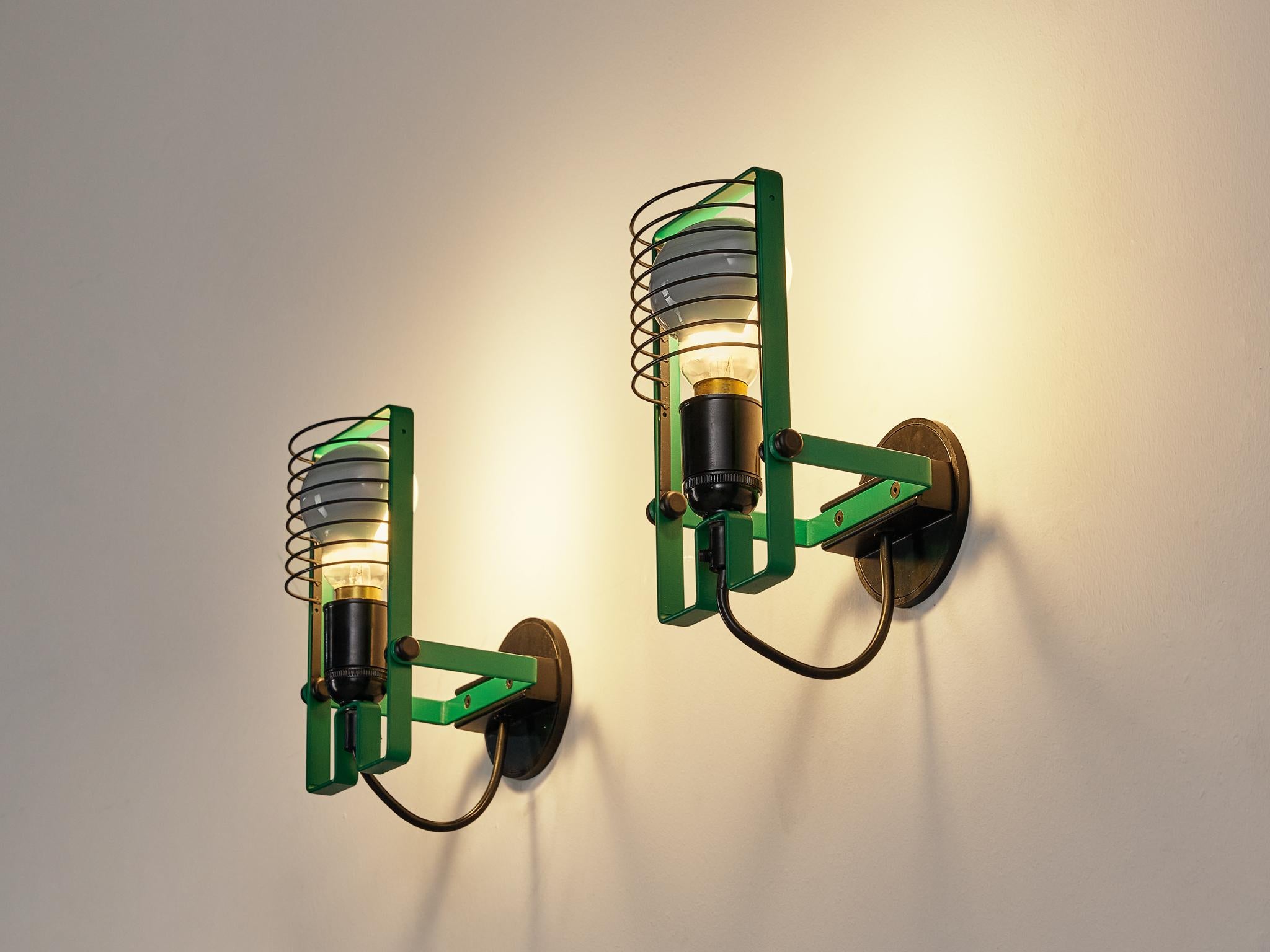 Late 20th Century Ernesto Gismondi for Artemide 'Sintesi Faretto' Wall Lights in Green