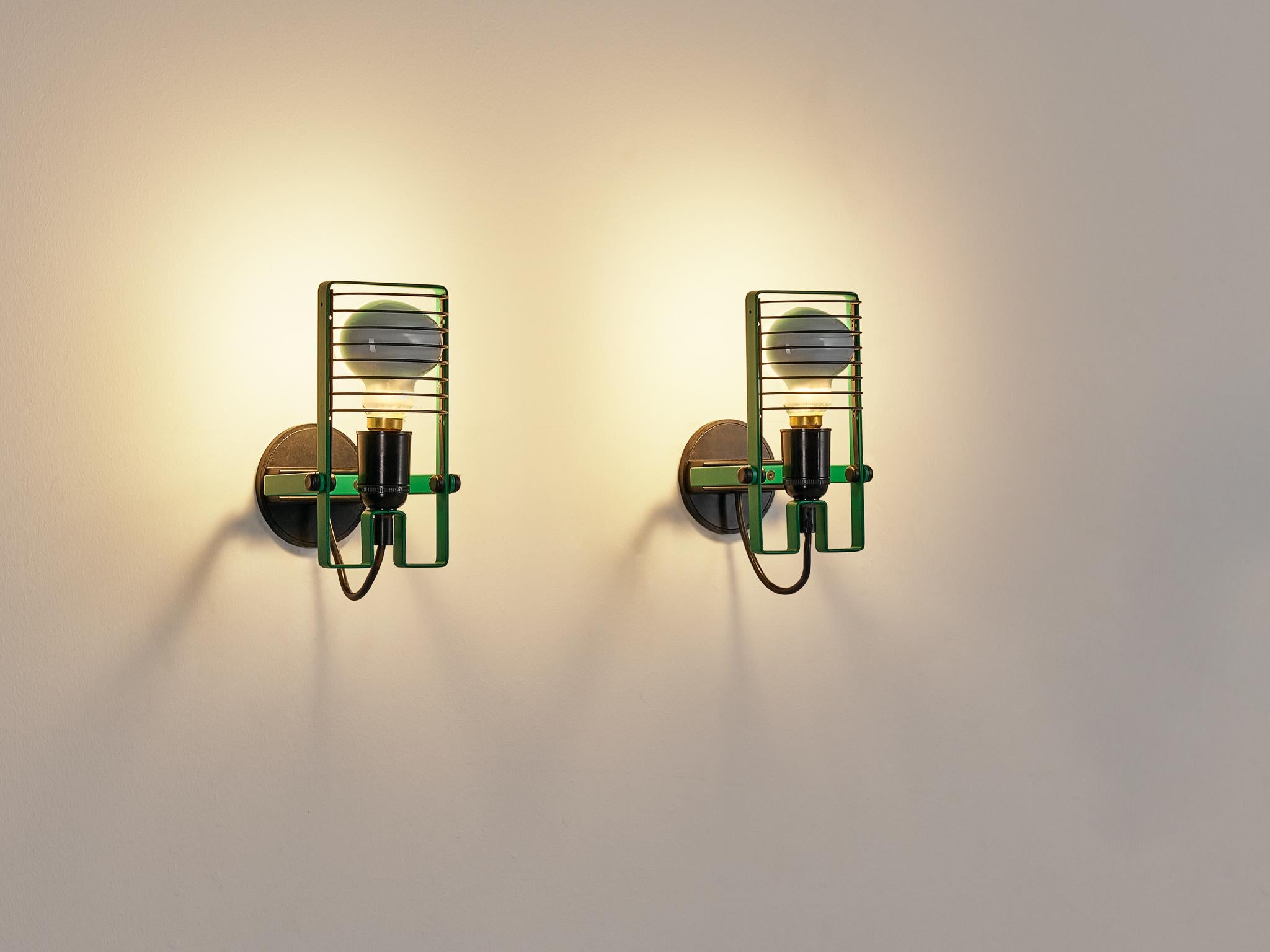 Ernesto Gismondi for Artemide 'Sintesi Faretto' Wall Lights in Green 1