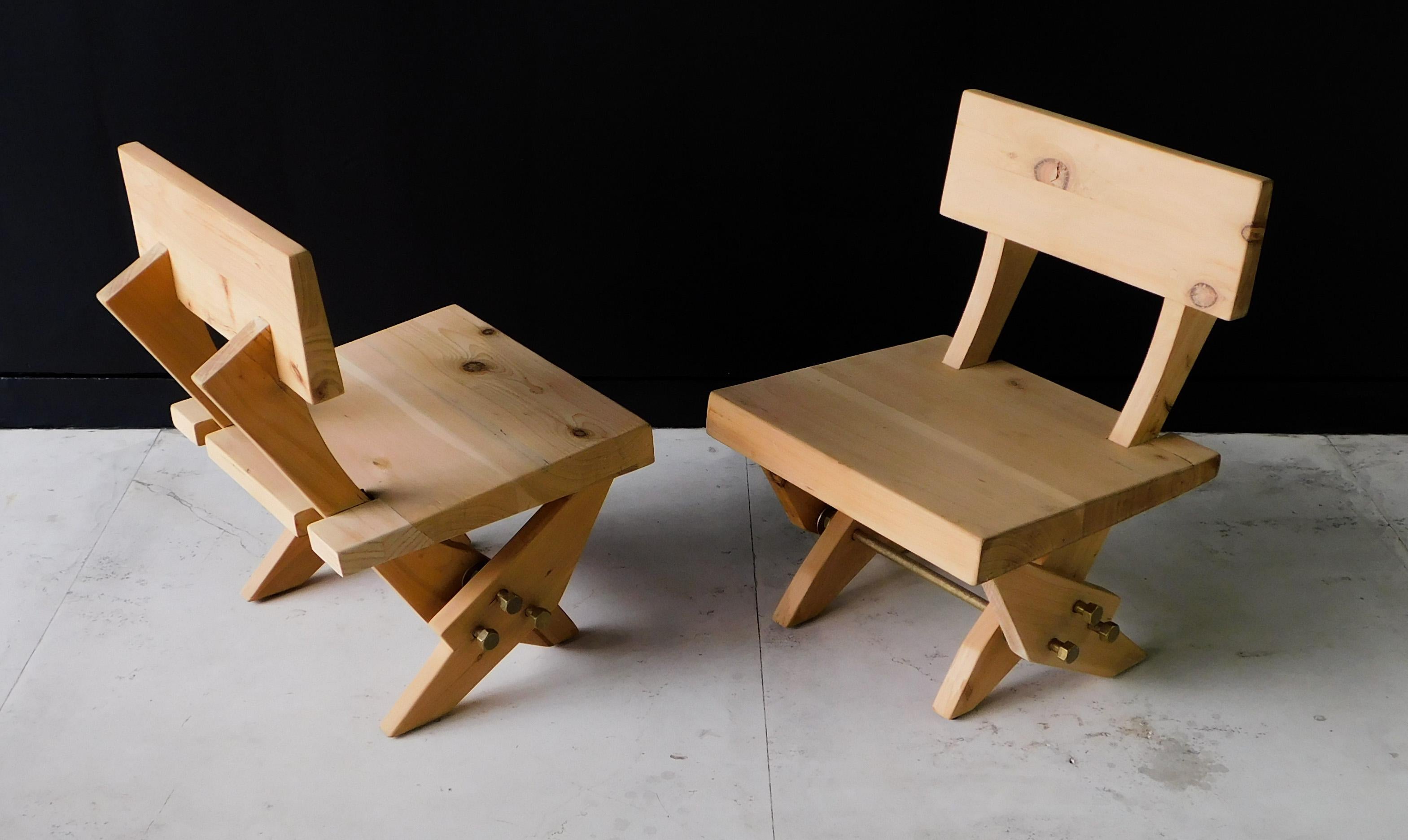 Cedar and bronze chairs by Ernesto Gomez Gallardo, circa 1950's.