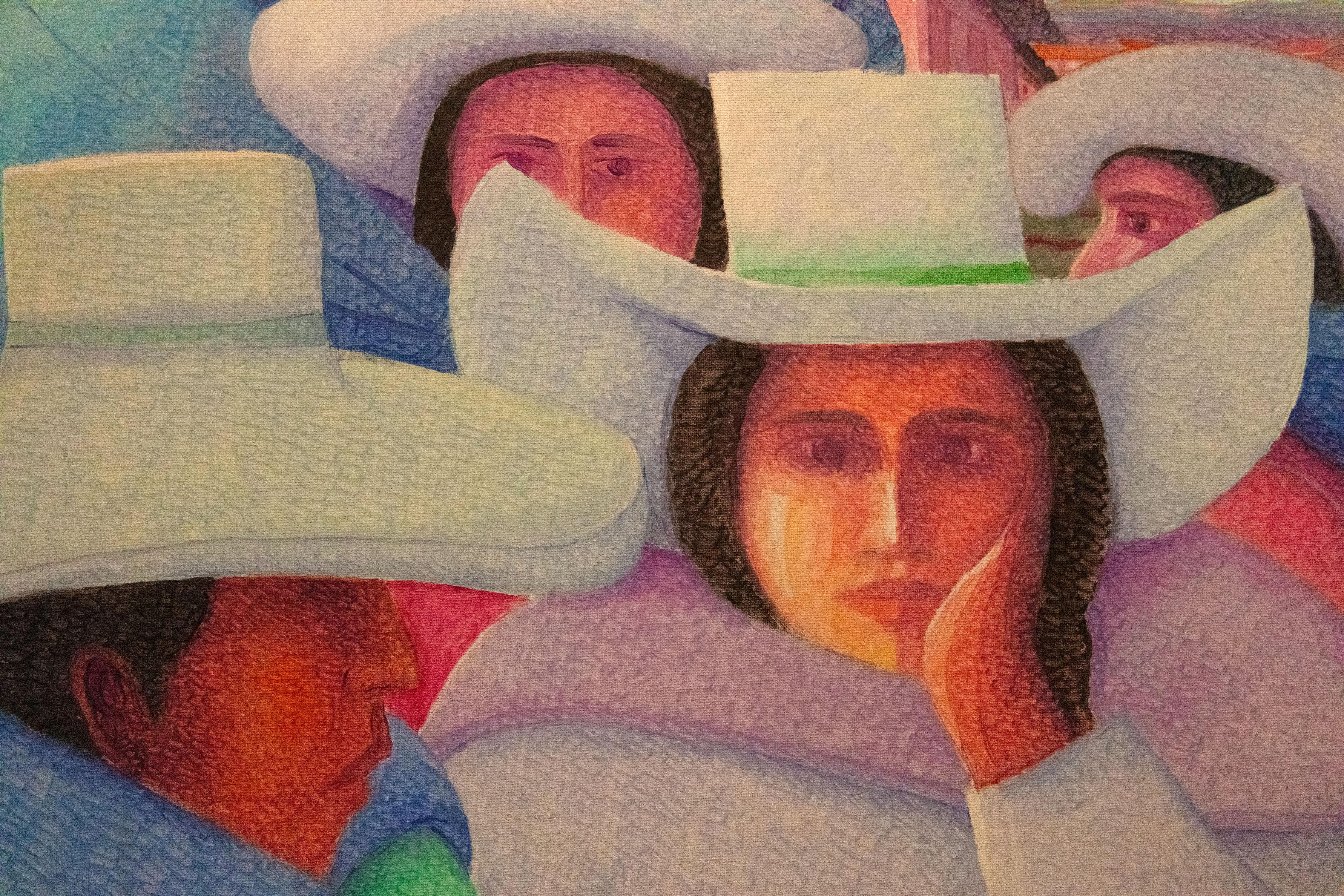 Cajamarquinas (Les femmes de Cajamar) - Cubisme Painting par Ernesto Gutierrez (b.1941)