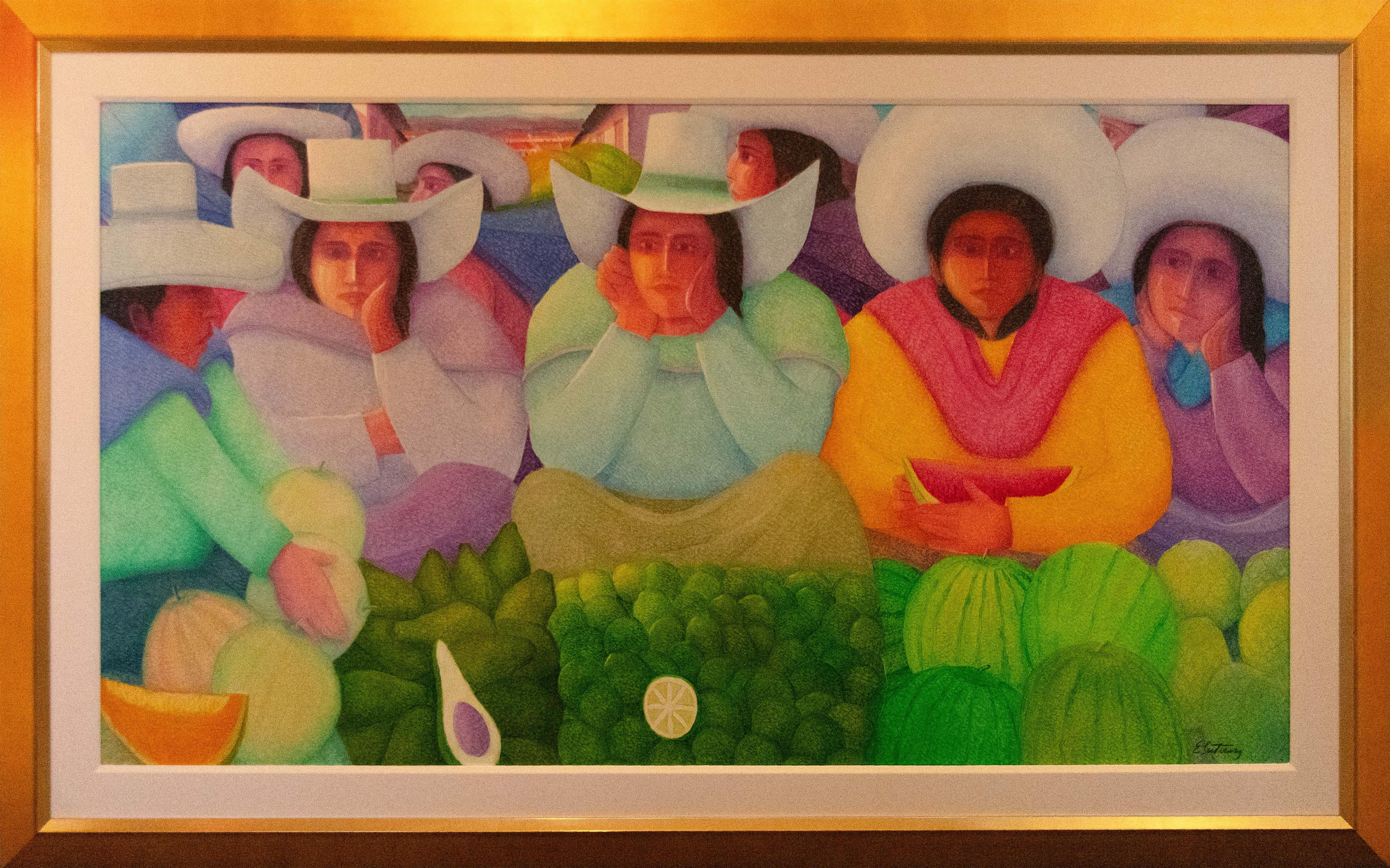Figurative Painting Ernesto Gutierrez (b.1941) - Cajamarquinas (Les femmes de Cajamar)