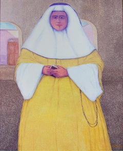 "La Monja, Hermana Orcotura, Pérou, peinture à l'huile sur jute d'Ernesto Gutierrez