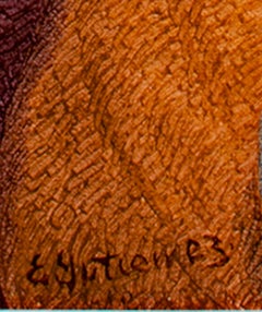 "Rodeo - Southwest, " Oil on Jute signed by Ernesto Gutierrez