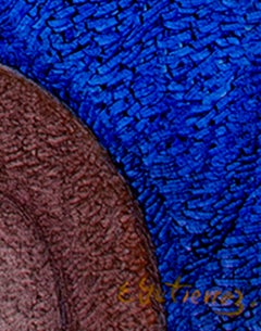 Contemporary figurative textured oil painting women with hats colorful signed
