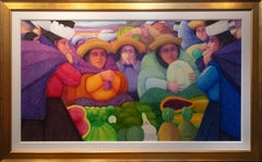 Fruta Comida Latina Figuras Femeninas Mercado Moderno Contemporáneo Vida Brillante Firmado
