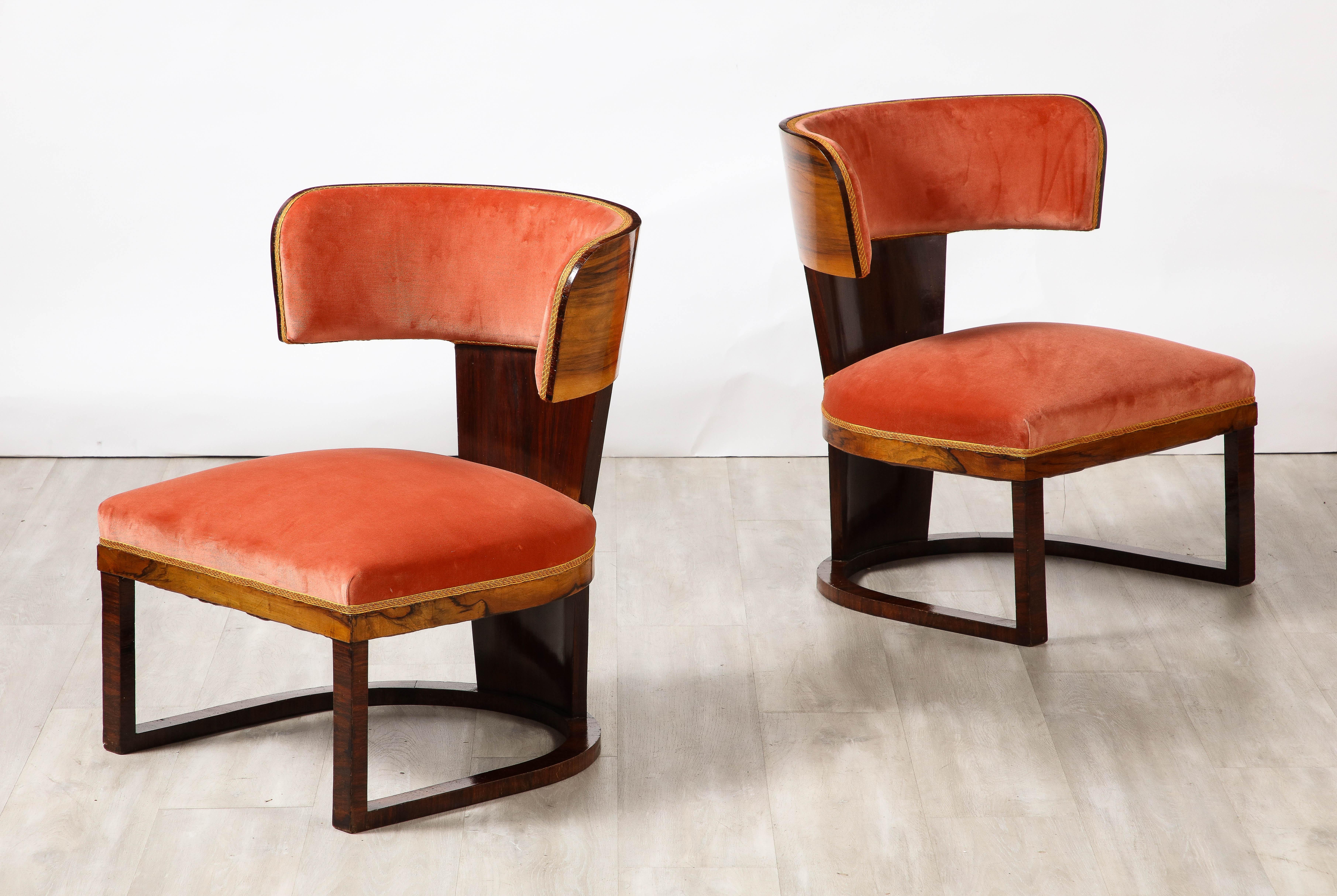 Ernesto La Padula Pair of Italian Art Deco Side Chairs, Italy, circa 1930 For Sale 7