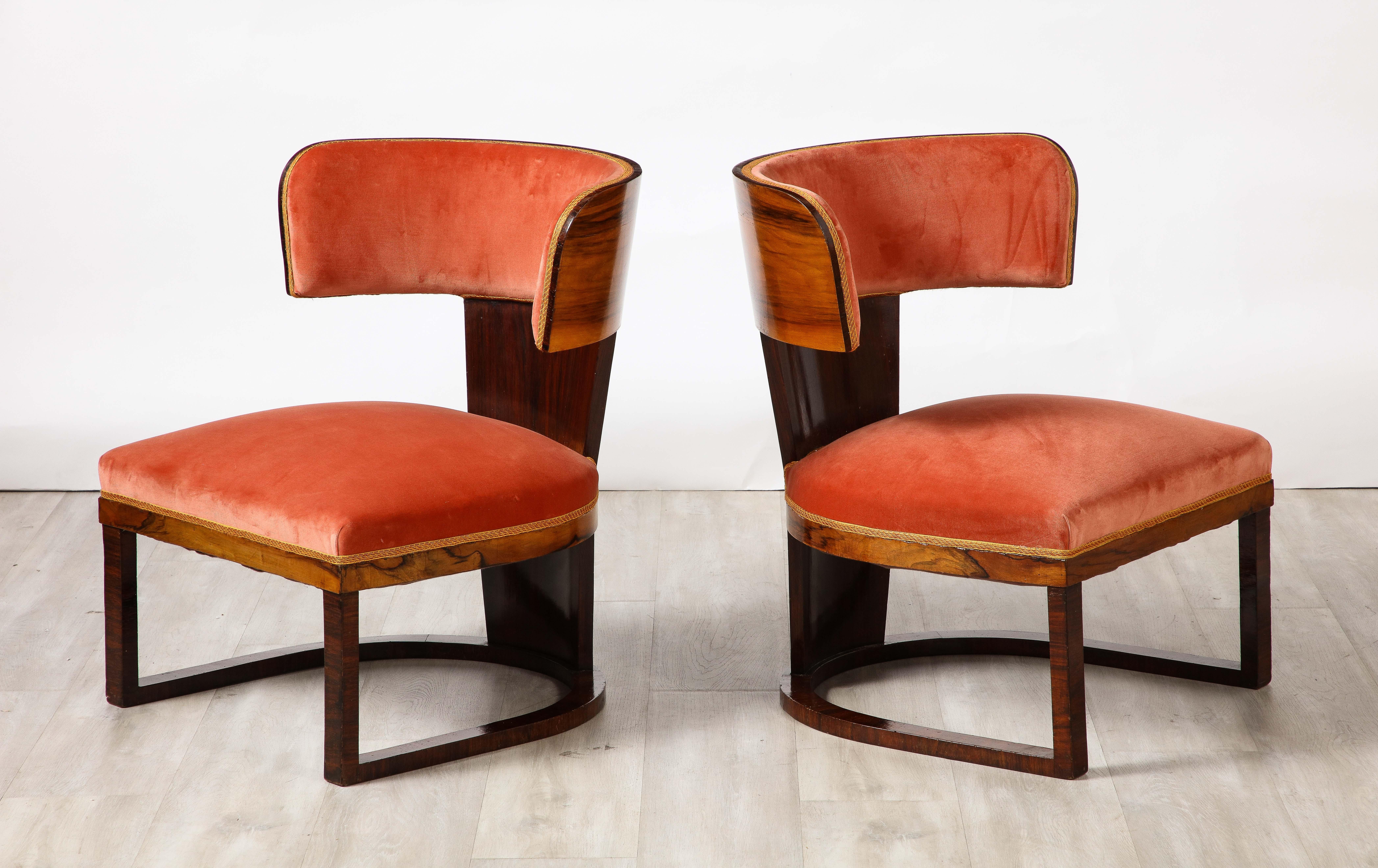 Ernesto La Padula Pair of Italian Art Deco Side Chairs, Italy, circa 1930 For Sale 1