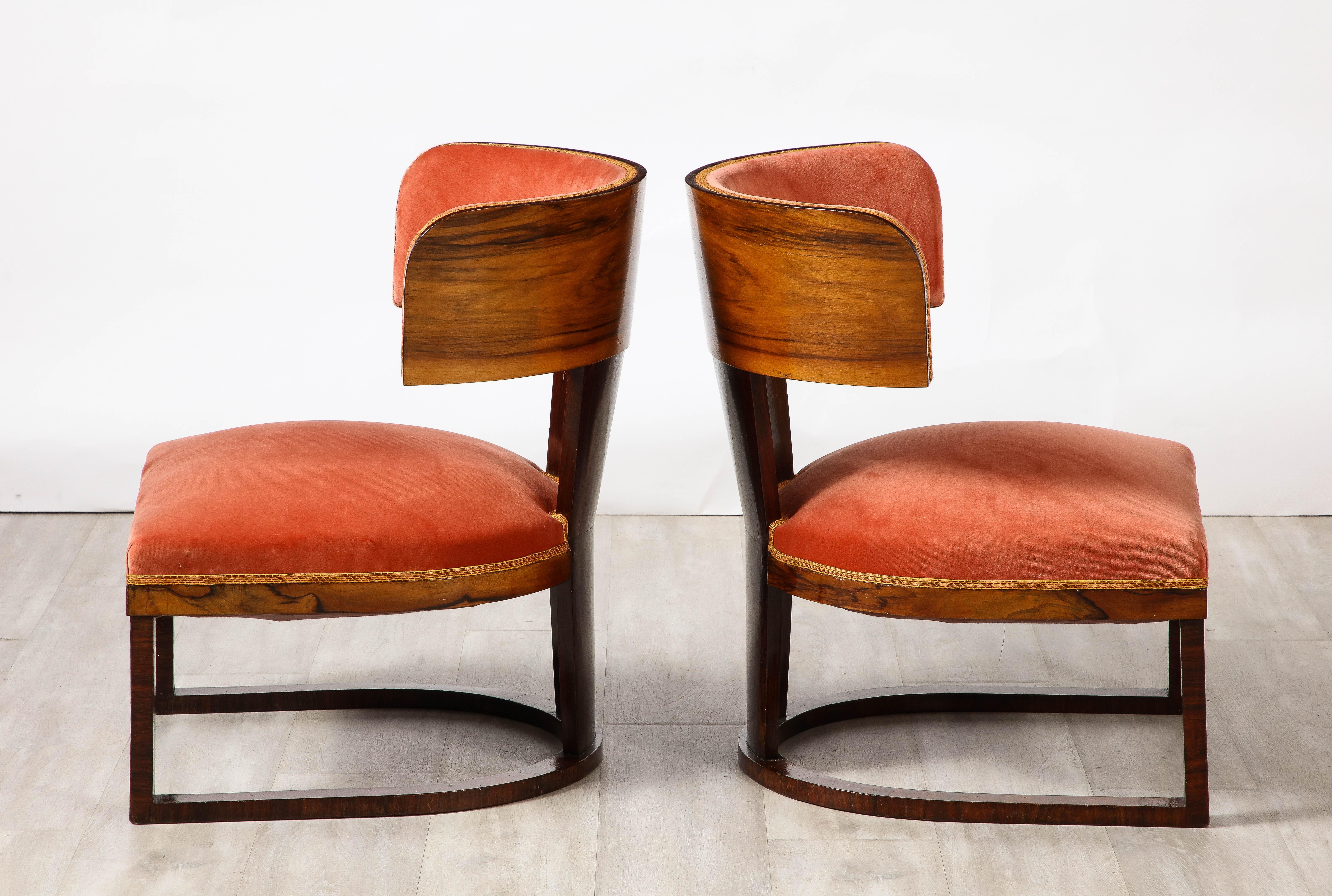 Ernesto La Padula Pair of Italian Art Deco Side Chairs, Italy, circa 1930 For Sale 2