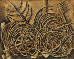 Peinture à l'huile expressionniste abstraite mexicaine moderniste "Porters Garden"