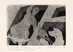 "My Bedroom Windows in the Middle of the Night" Etching in Ink on Paper, #13/25