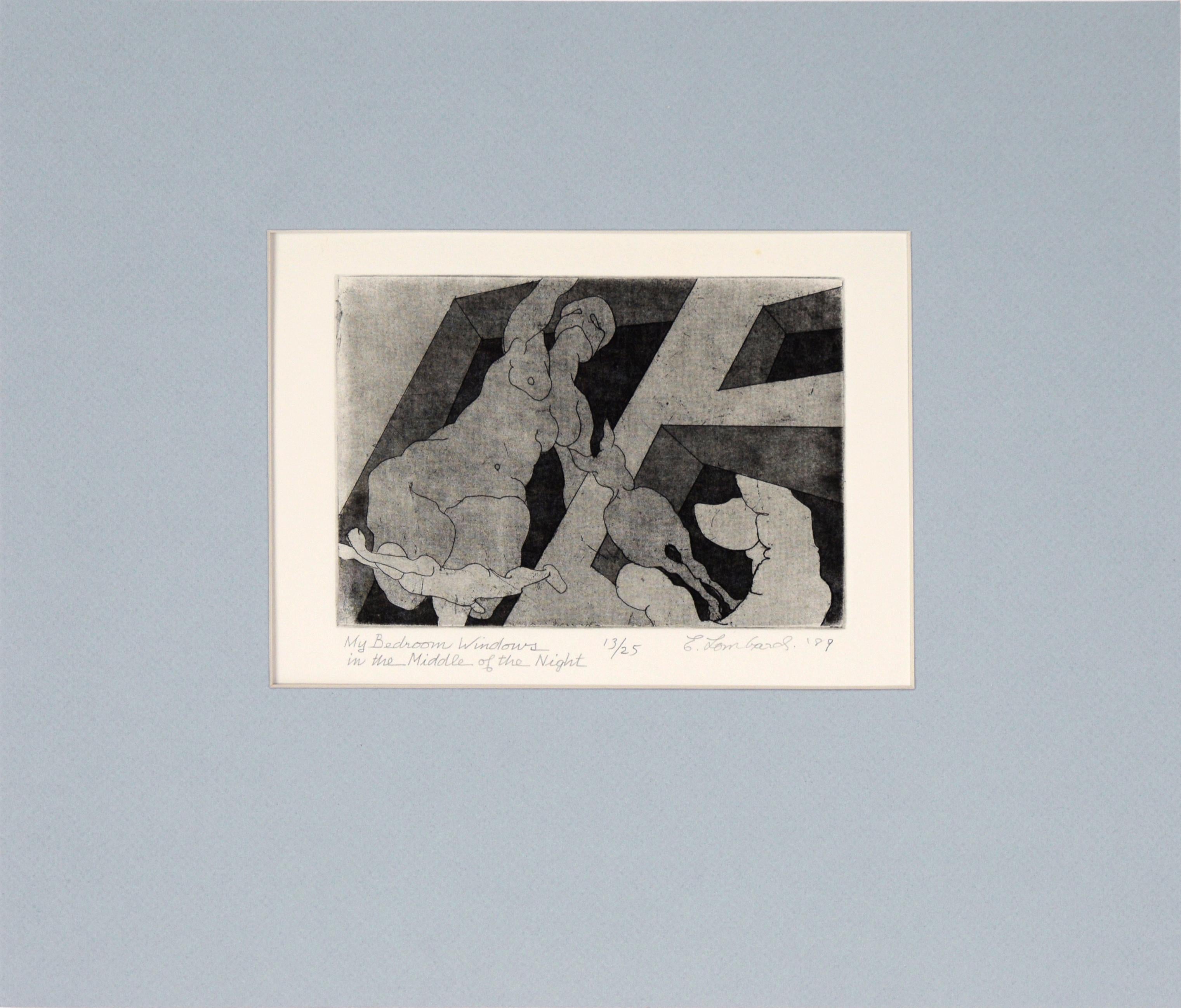 "Le finestre della mia camera da letto nel cuore della notte" Acquaforte su carta, #13/25