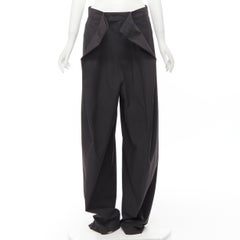 ERNESTO NARANJO black cotton draped panel extreme wide leg pants IT40 S