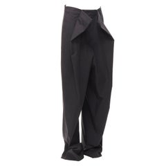 ERNESTO NARANJO black cotton draped panel extreme wide leg pants IT40 S