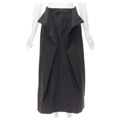 ERNESTO NARANJO black cotton draped panel midi skirt IT40 S