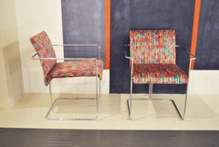 Ernesto Radaelli Iron and Fabric 1970s Design Chairs