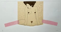 Ernesto Tatafiore "Pink Stokings", mixed media on paper