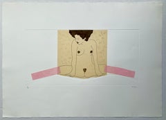 Ernesto Tatafiore "Pink Stokings", mixed media on paper