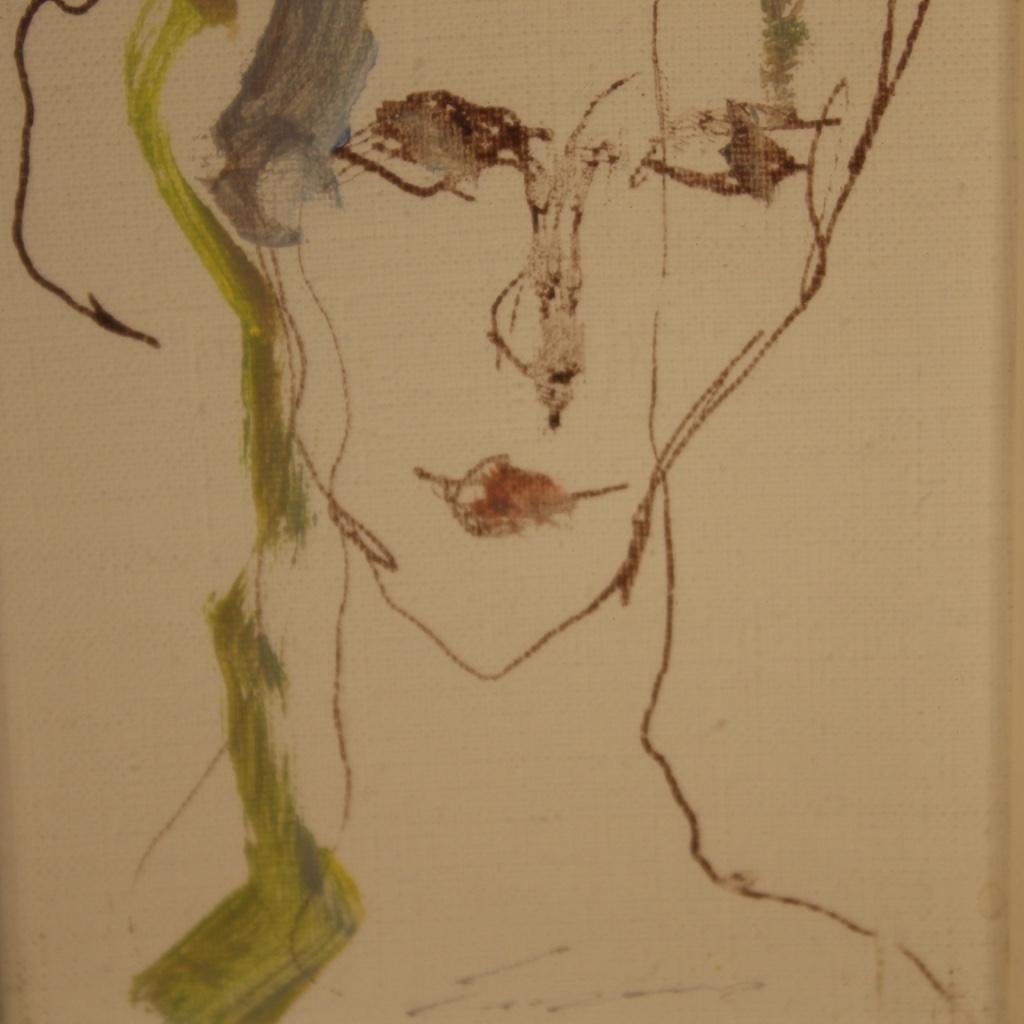 Ernesto Treccani 20th Century Oil on Canvas Italian Signed Portrait Painting 3