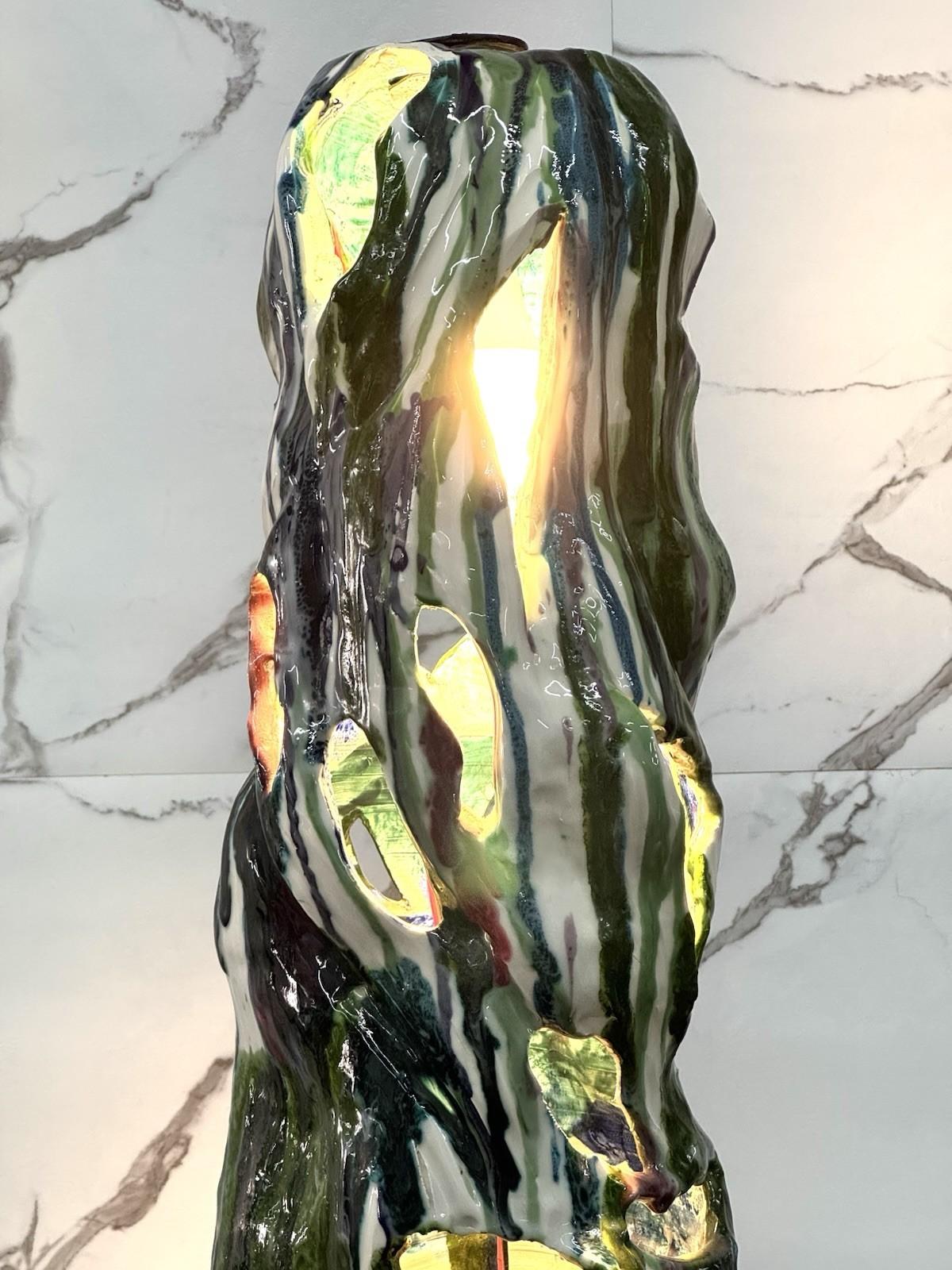 Ernesto Treccani Grande Lampada da tavolo in ceramica policrona in vendita 5