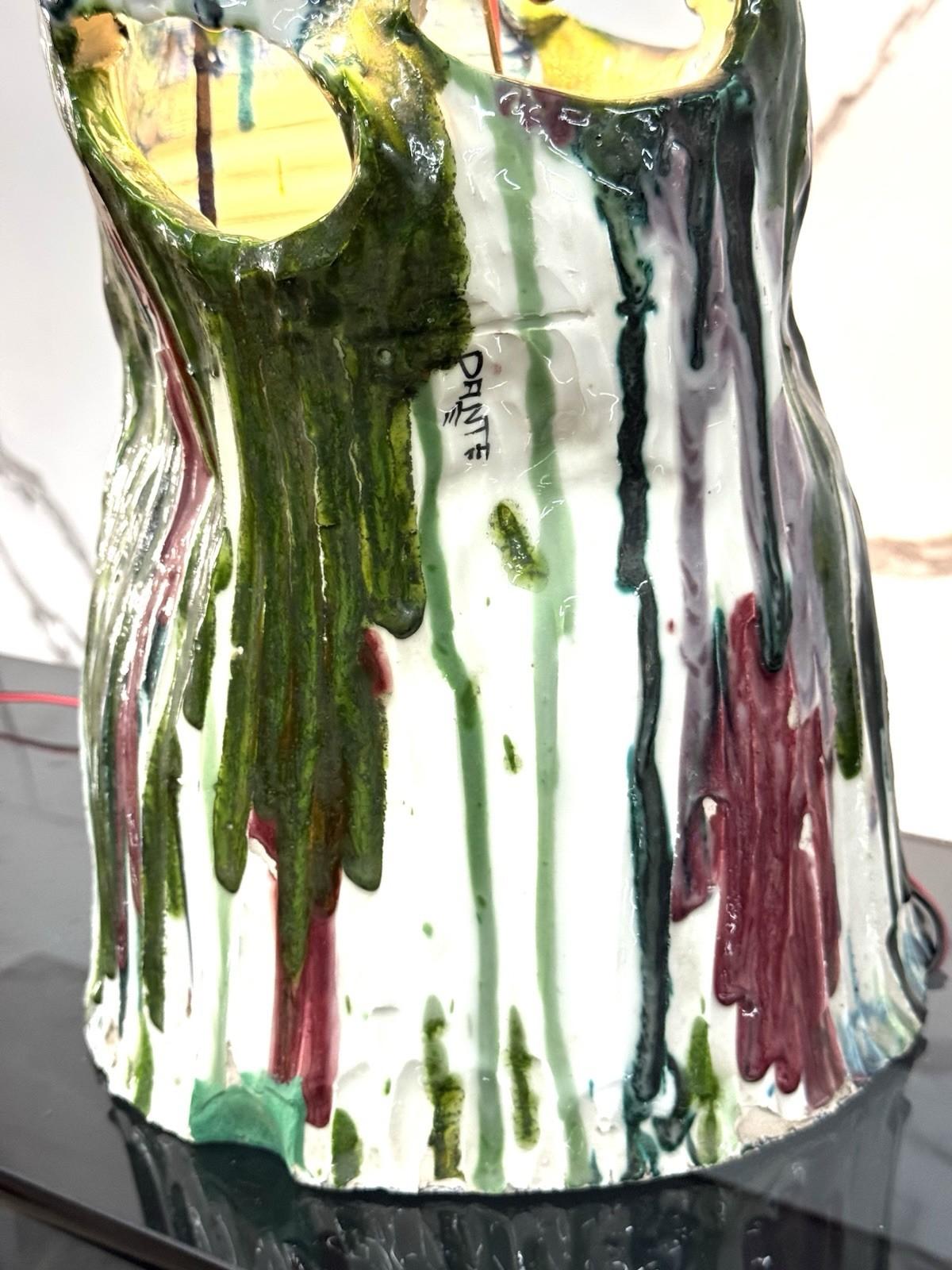 Ernesto Treccani Grande Lampada da tavolo in ceramica policrona in vendita 6