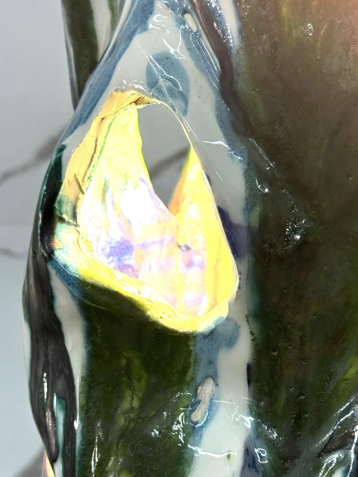 Ernesto Treccani Grande Lampada da tavolo in ceramica policrona in vendita 3