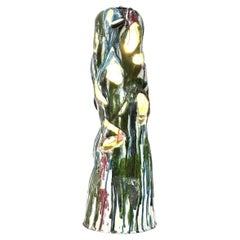 Ernesto Treccani Grande Lampada da tavolo in ceramica policrona