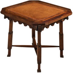 Ernesto Valabrage for Vittorio Valabrega Game Table in Chestnut and Leather