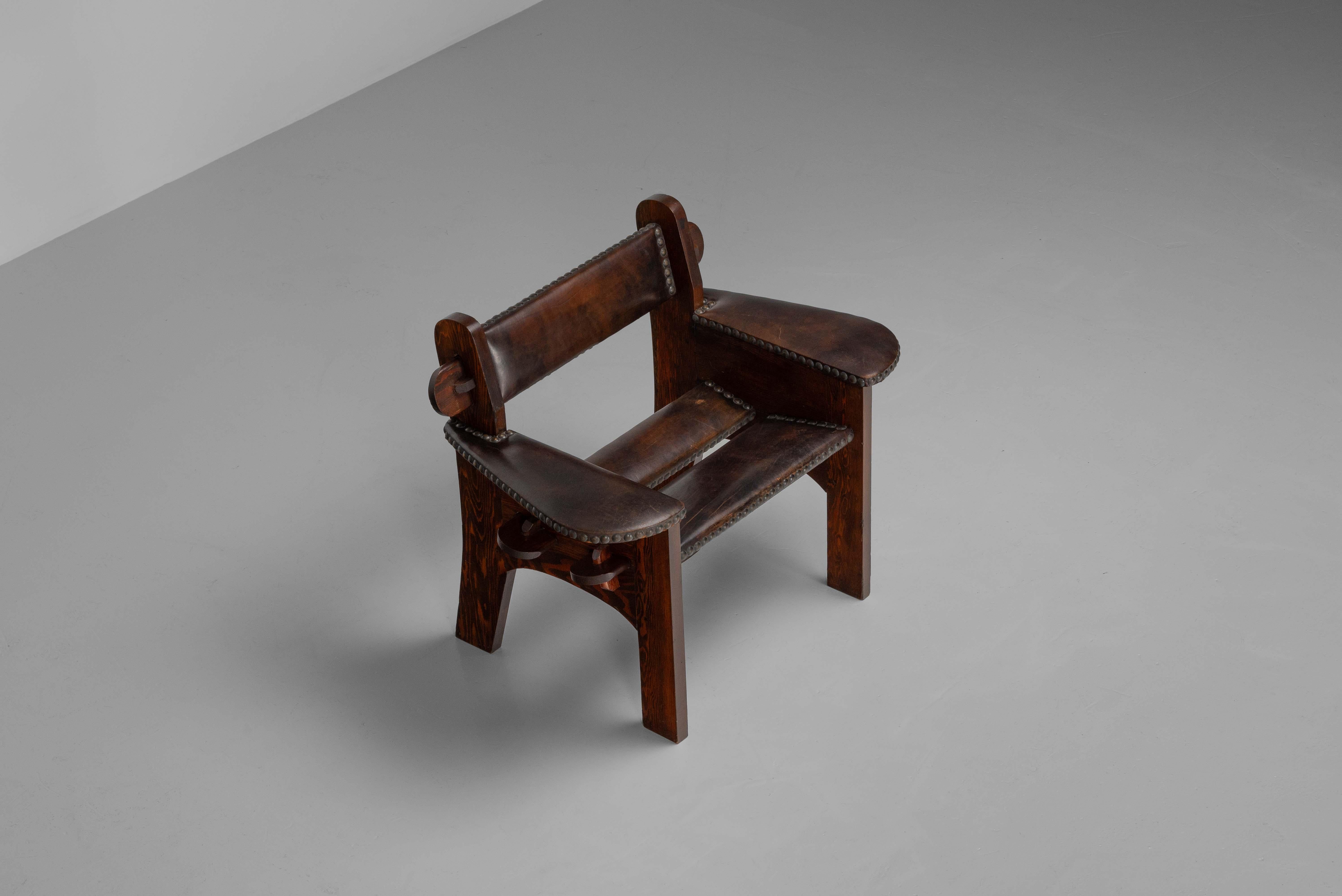 Stained Ernesto Valabrega armchair made in Italy 1950 For Sale