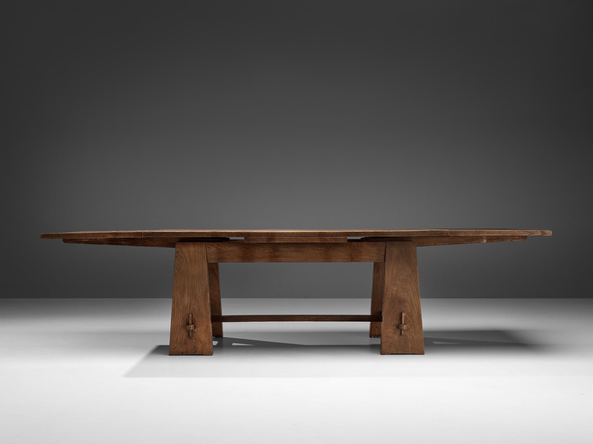 Art Deco Ernesto Valabrega Extendable Dining Table in Oak