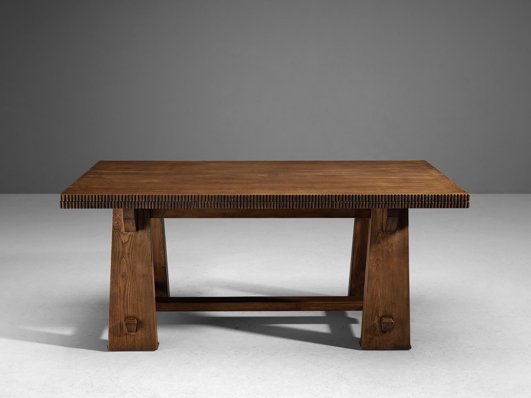 Art Deco Ernesto Valabrega Extendable Dining Table in Oak For Sale