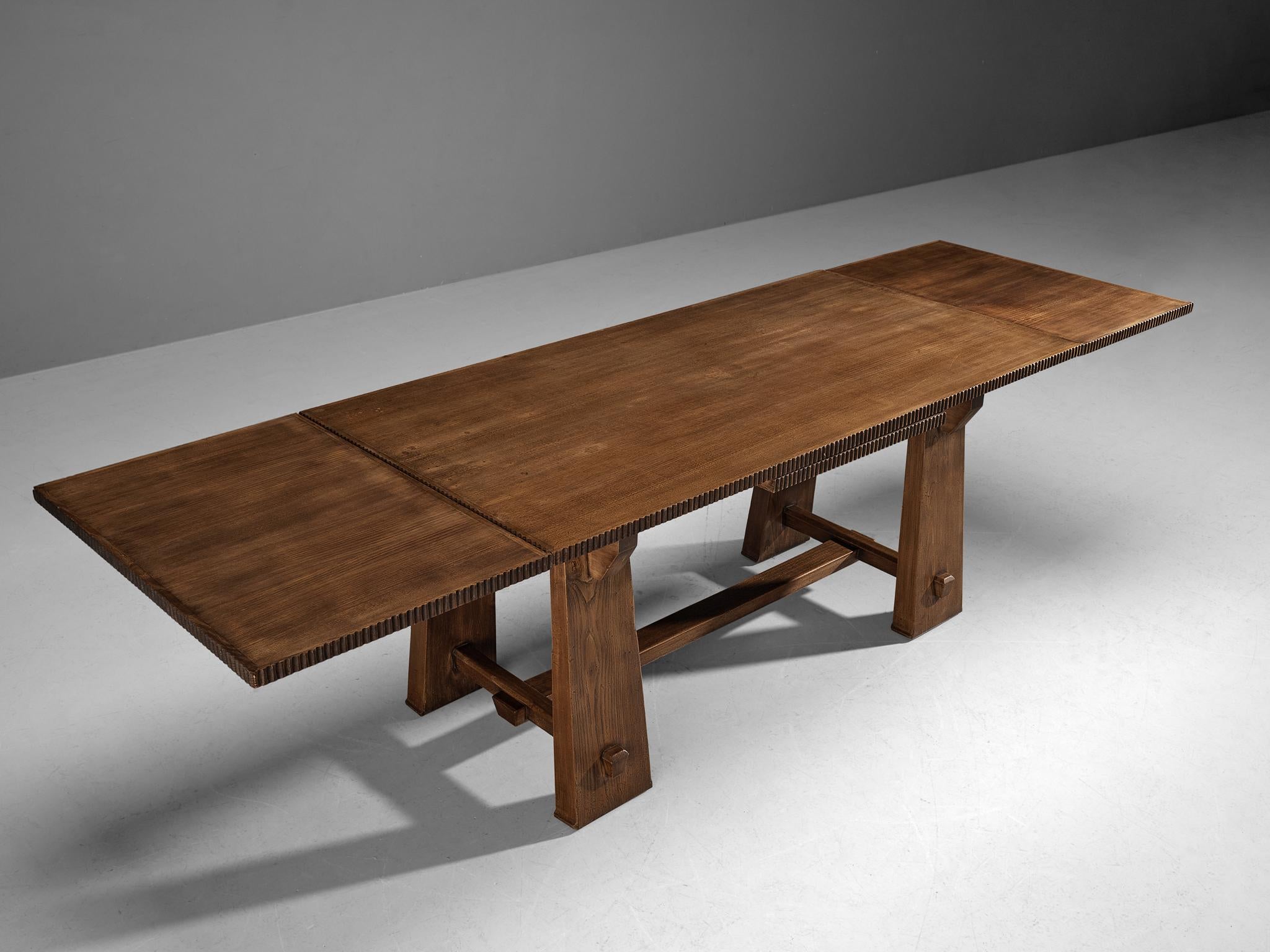 Mid-20th Century Ernesto Valabrega Extendable Dining Table in Oak For Sale