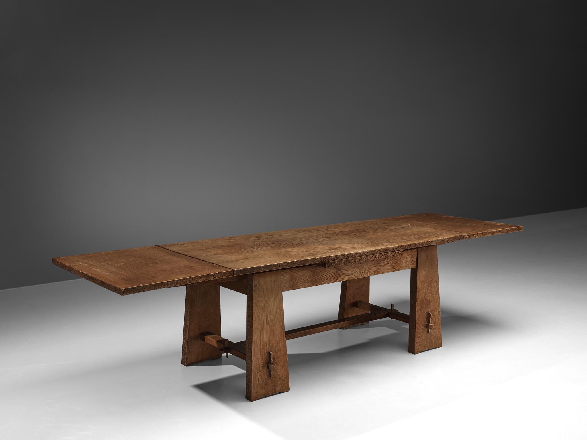 Wood Ernesto Valabrega Extendable Dining Table in Oak