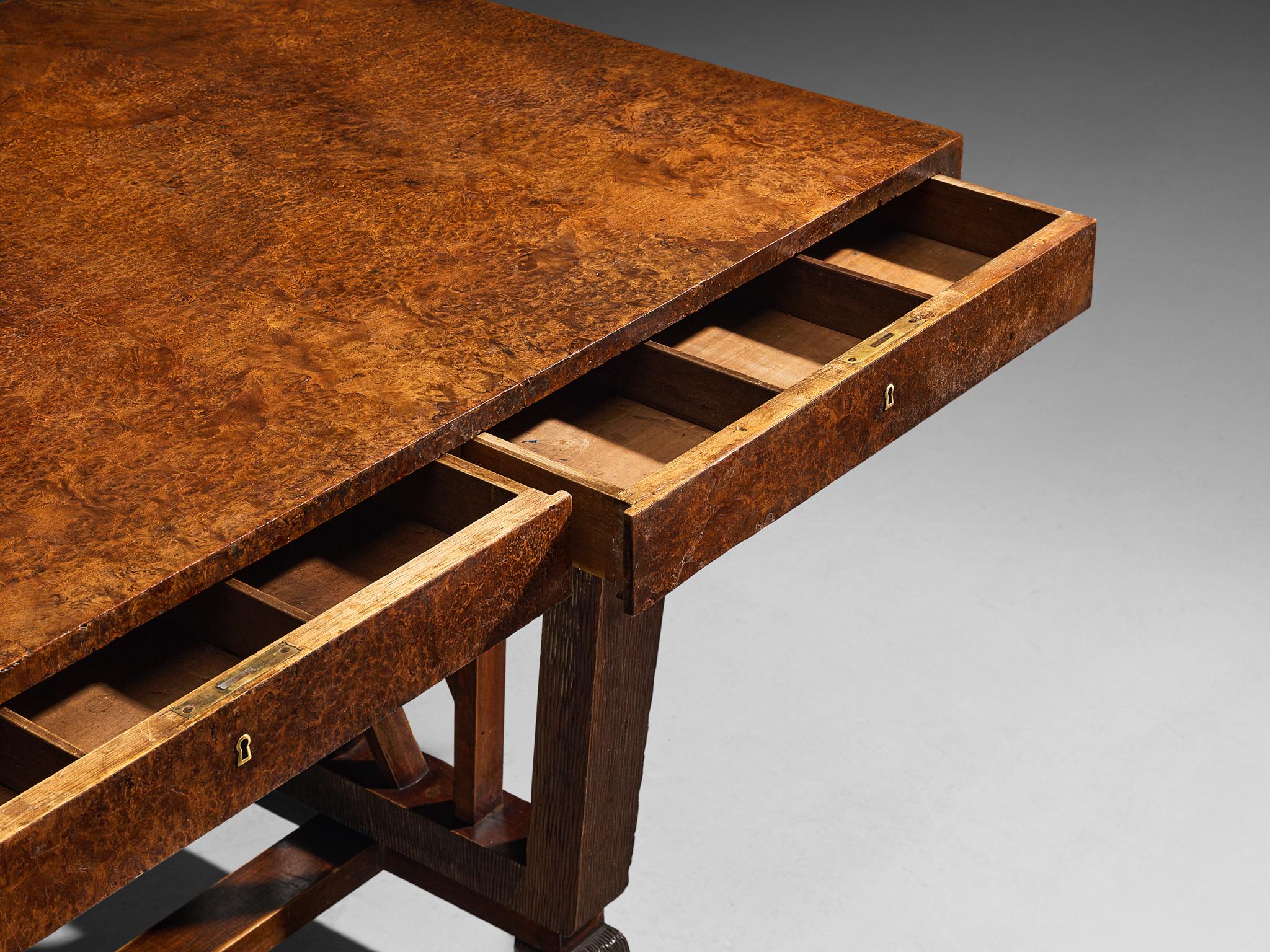 Ernesto Valabrega für Vittorio Valabrega, Art déco-Schreibtisch aus Nussbaum Briar im Angebot 2