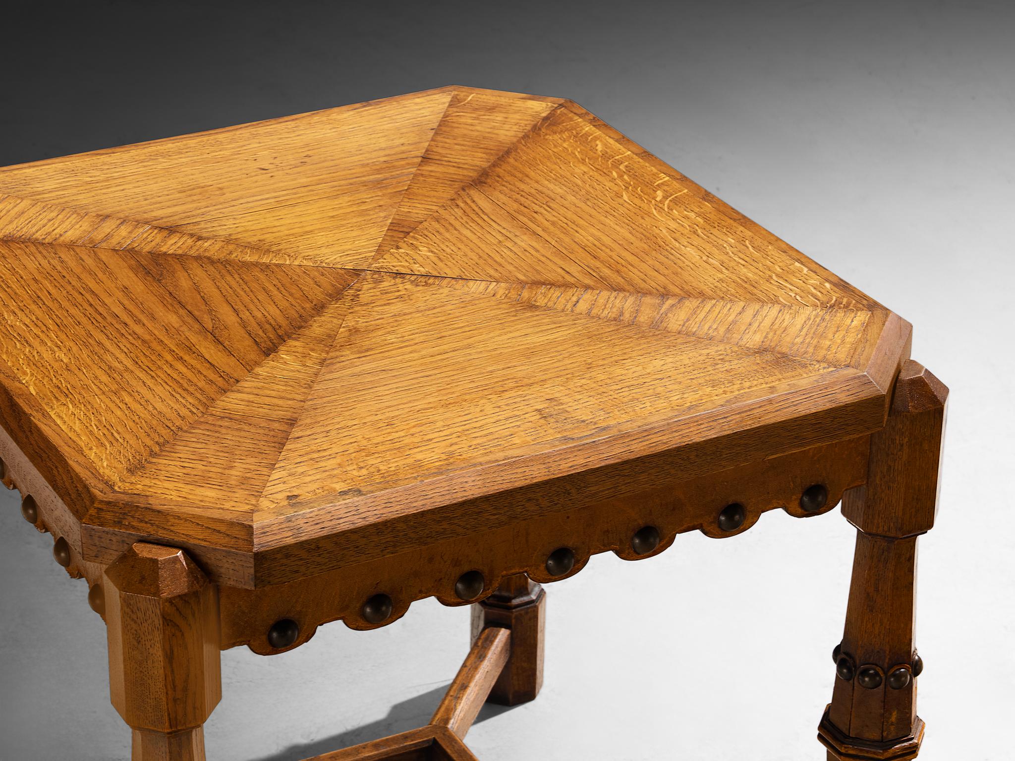 Ernesto Valabrega for Vittorio Valabrega Coffee Table in Carved Solid Oak For Sale 3