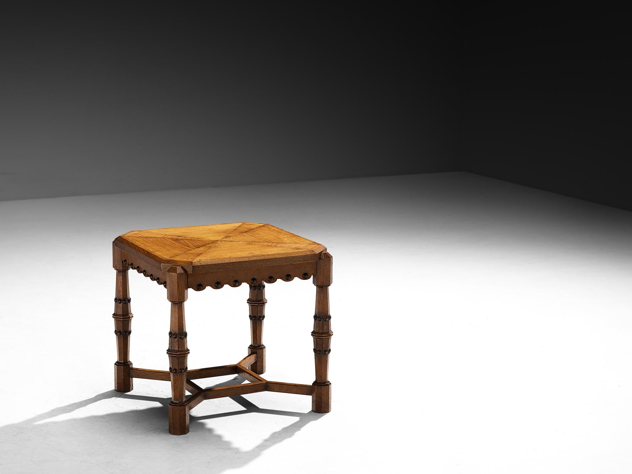 Italian Ernesto Valabrega for Vittorio Valabrega Coffee Table in Carved Solid Oak For Sale