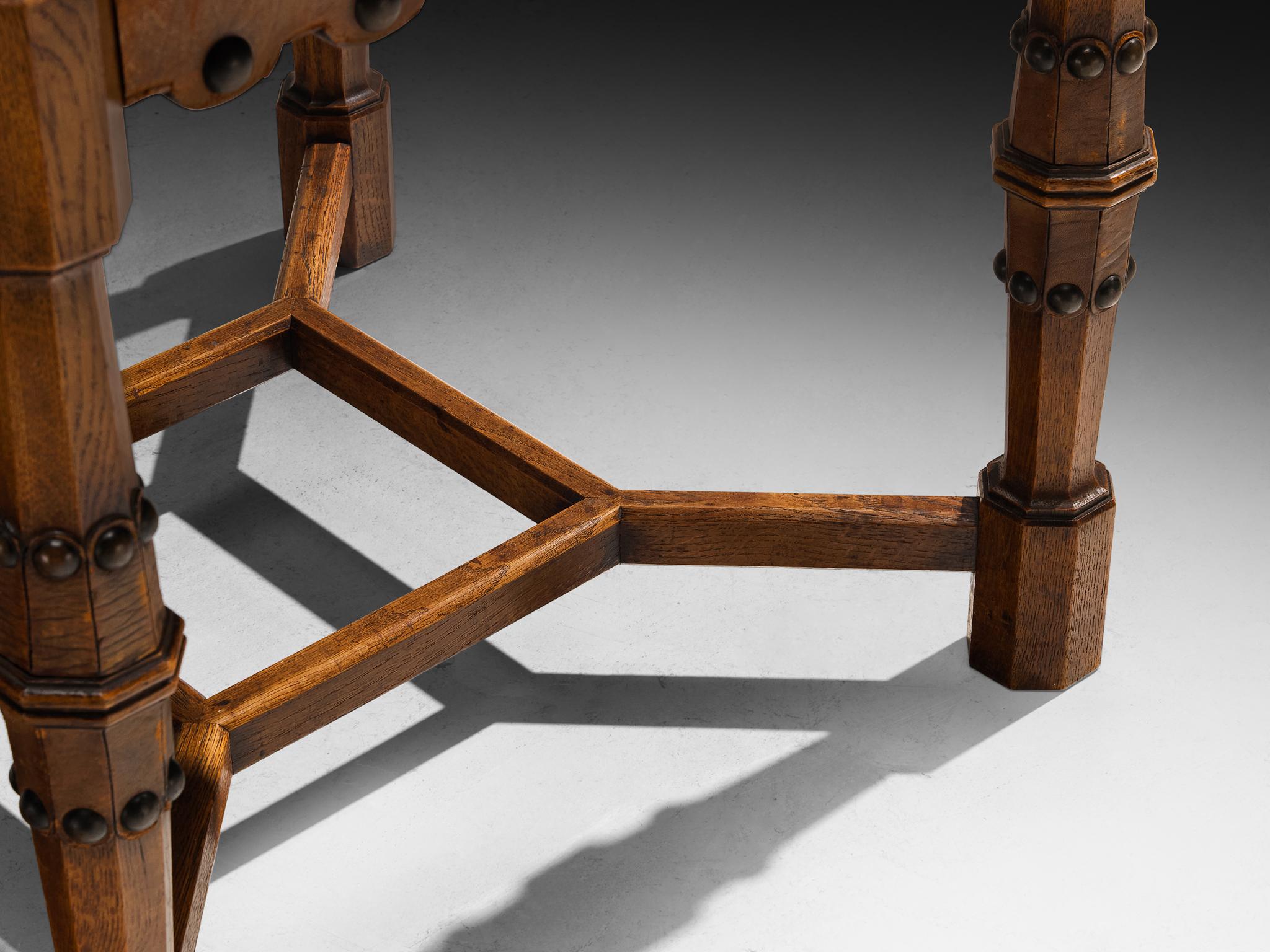 Ernesto Valabrega for Vittorio Valabrega Coffee Table in Carved Solid Oak In Good Condition For Sale In Waalwijk, NL