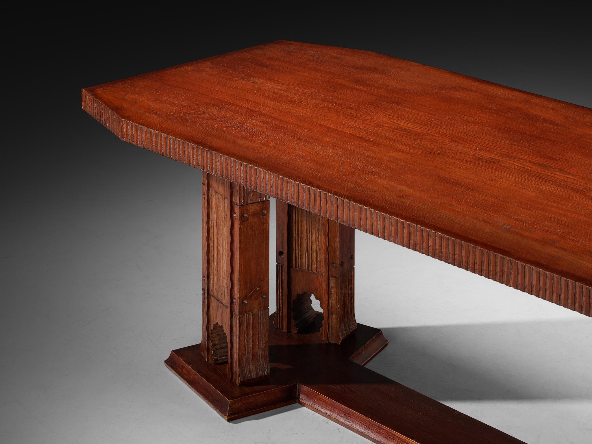 italien Ernesto Valabrega pour Vittorio Valabrega Table de salle à manger en Oak en vente