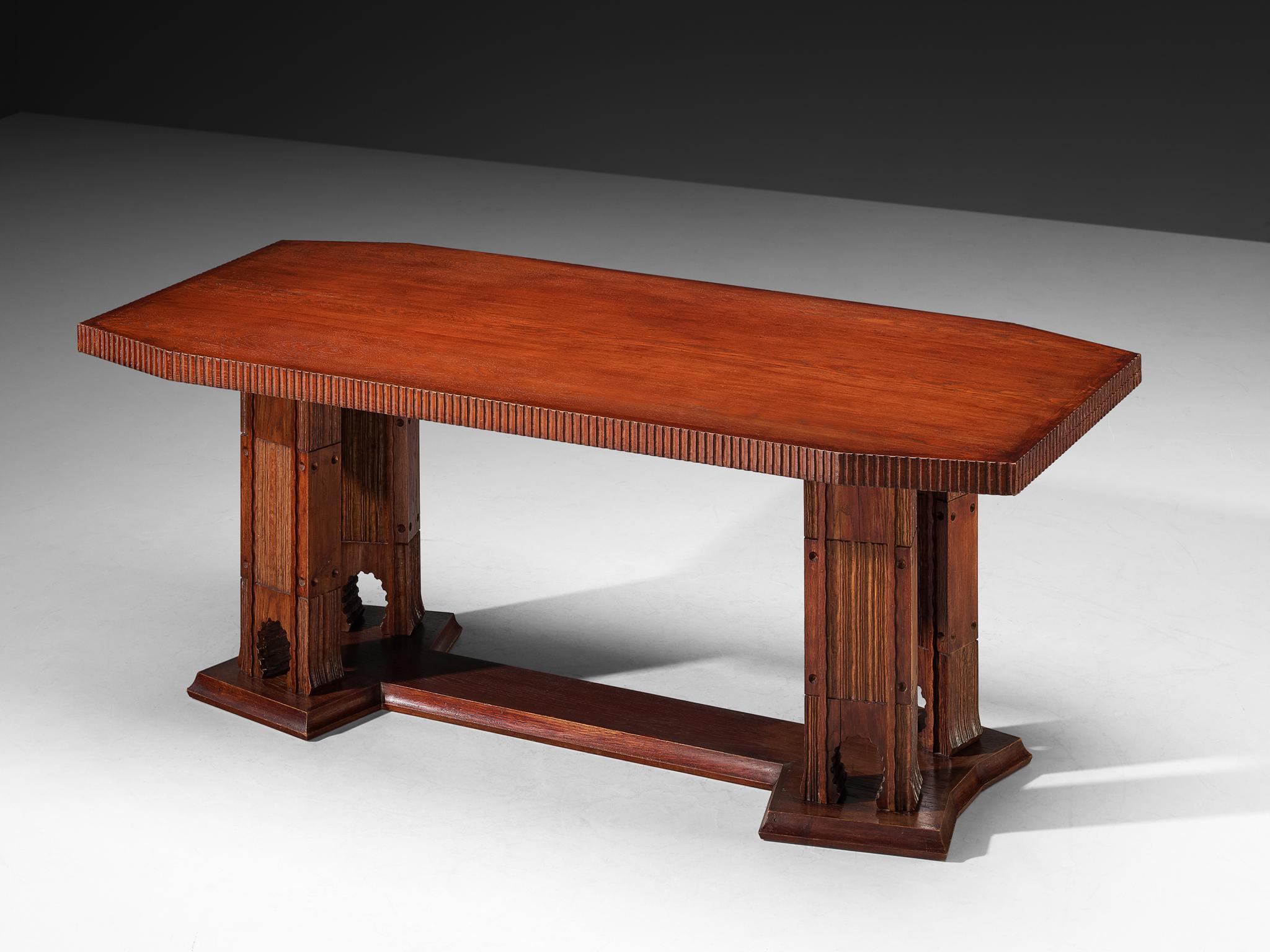 Ernesto Valabrega for Vittorio Valabrega Dining Table in Oak In Good Condition For Sale In Waalwijk, NL