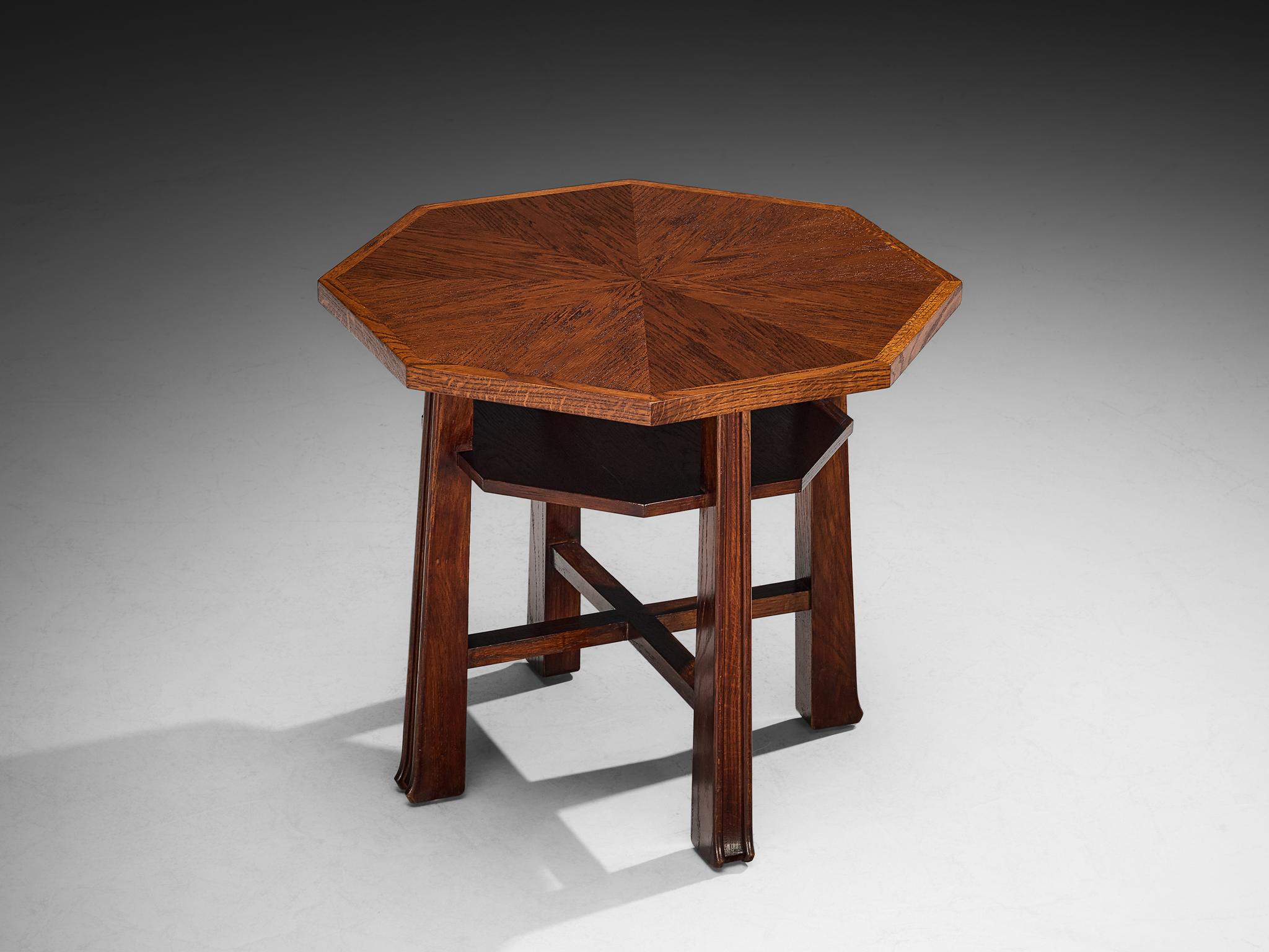 Ernesto Valabrega for Vittorio Valabrega side table, oak, Italy, 1930s

This exquisite side table, designed by Ernesto Valabrega exemplifies the refined Italian craftsmanship of the 1930s. Made entirely of oak, the table features a striking