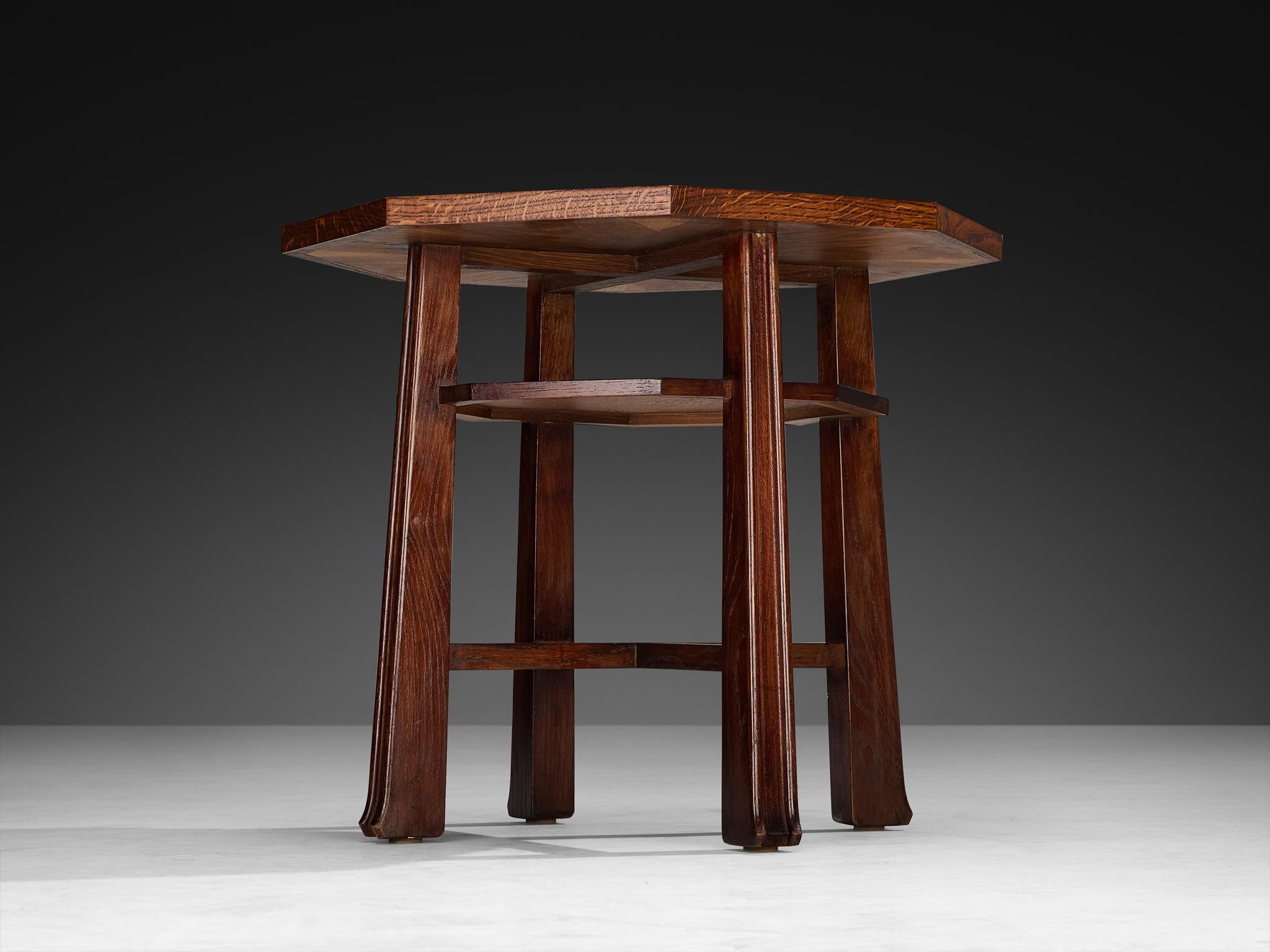 Art Deco Ernesto Valabrega for Vittorio Valabrega Octagonal Sidetable in Oak For Sale