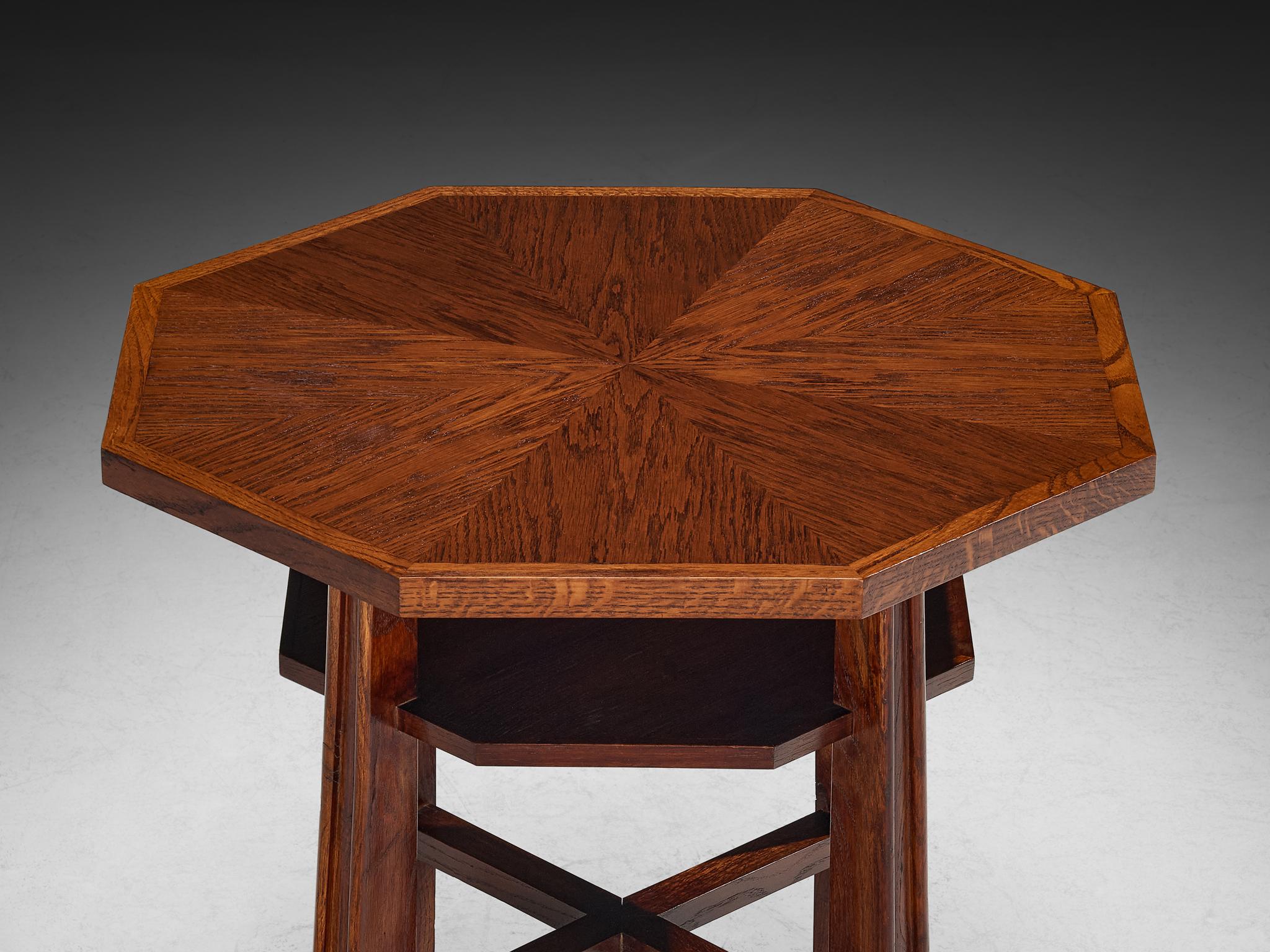 Italian Ernesto Valabrega for Vittorio Valabrega Octagonal Sidetable in Oak For Sale