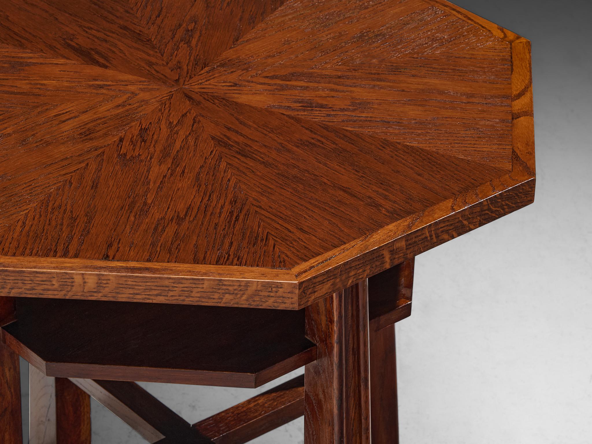 Ernesto Valabrega for Vittorio Valabrega Octagonal Sidetable in Oak In Good Condition For Sale In Waalwijk, NL