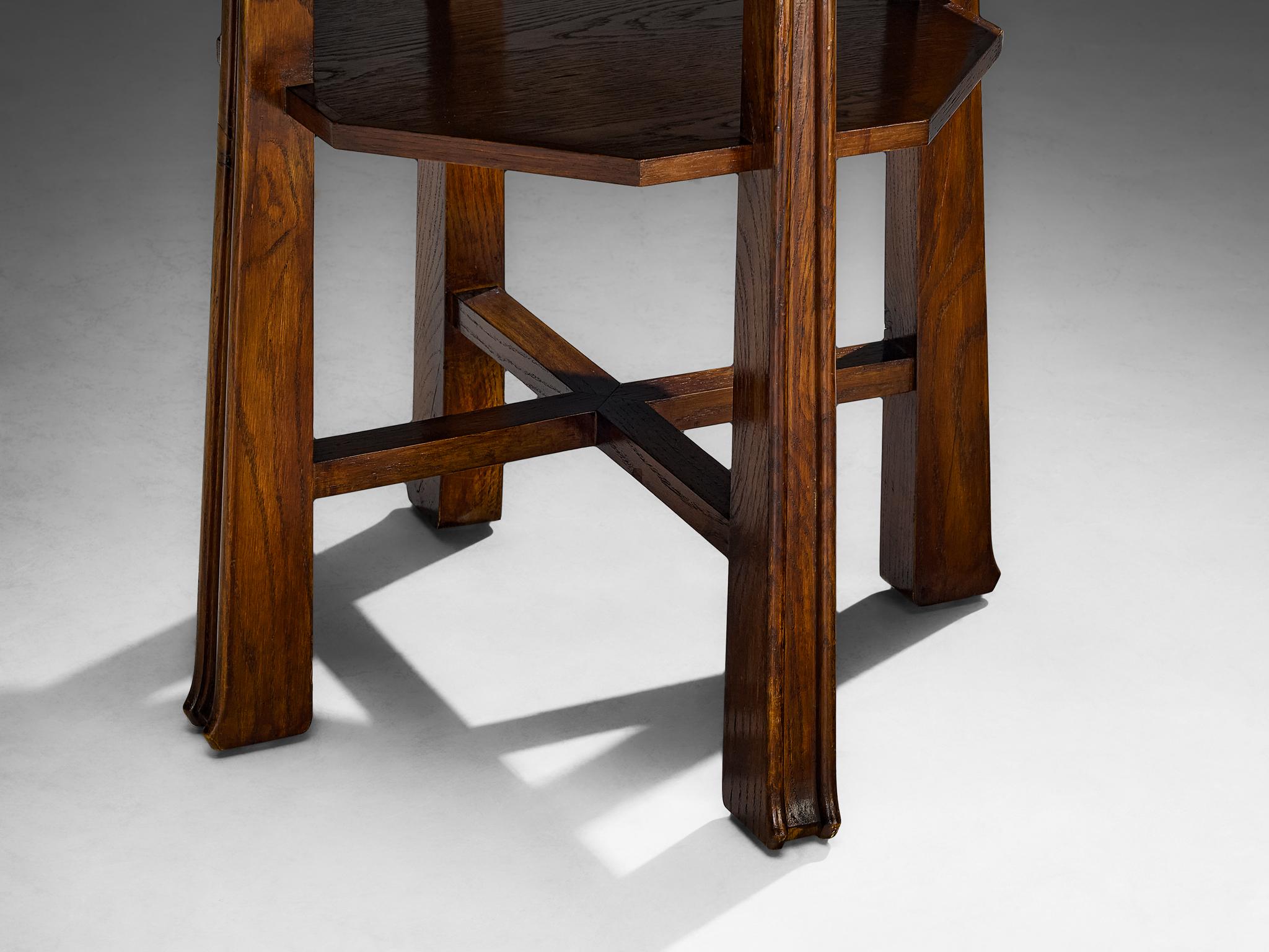 Mid-20th Century Ernesto Valabrega for Vittorio Valabrega Octagonal Sidetable in Oak For Sale