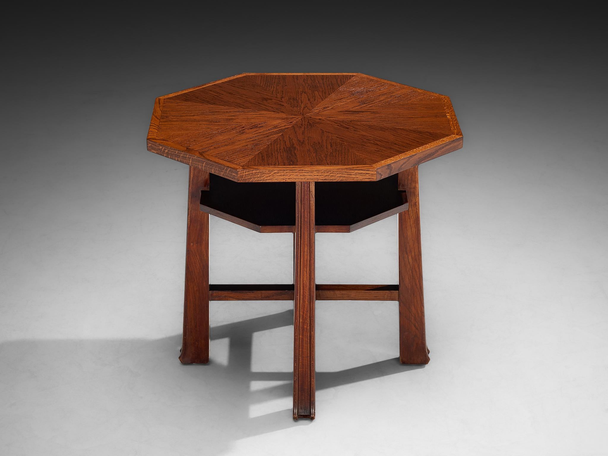 Ernesto Valabrega for Vittorio Valabrega Octagonal Sidetable in Oak For Sale 1