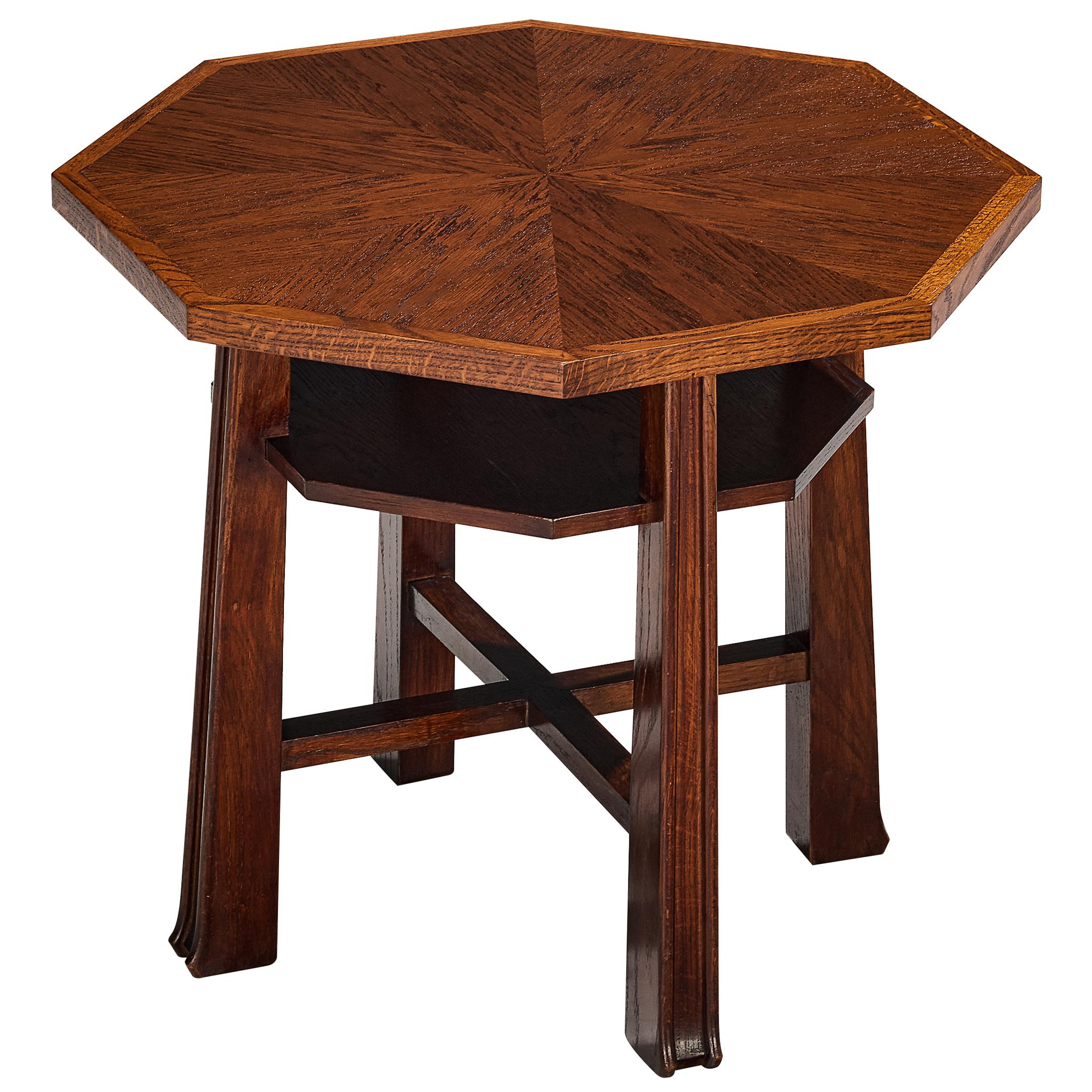 Ernesto Valabrega for Vittorio Valabrega Octagonal Sidetable in Oak For Sale