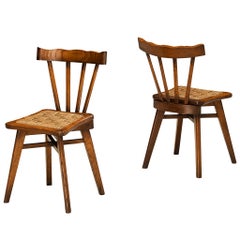 Ernesto Valabrega for Vittorio Valabrega Pair of Chairs in Chestnut and Rush
