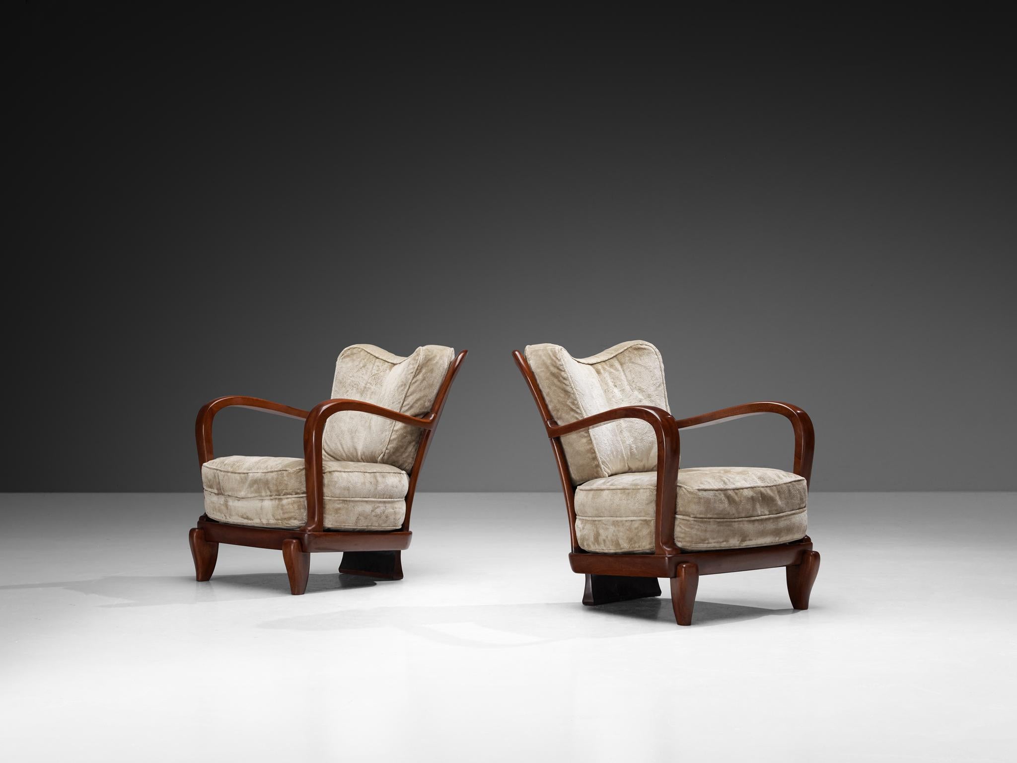 Art déco Ernesto Valabrega pour Vittorio Valabrega paire de chaises longues en acajou en vente