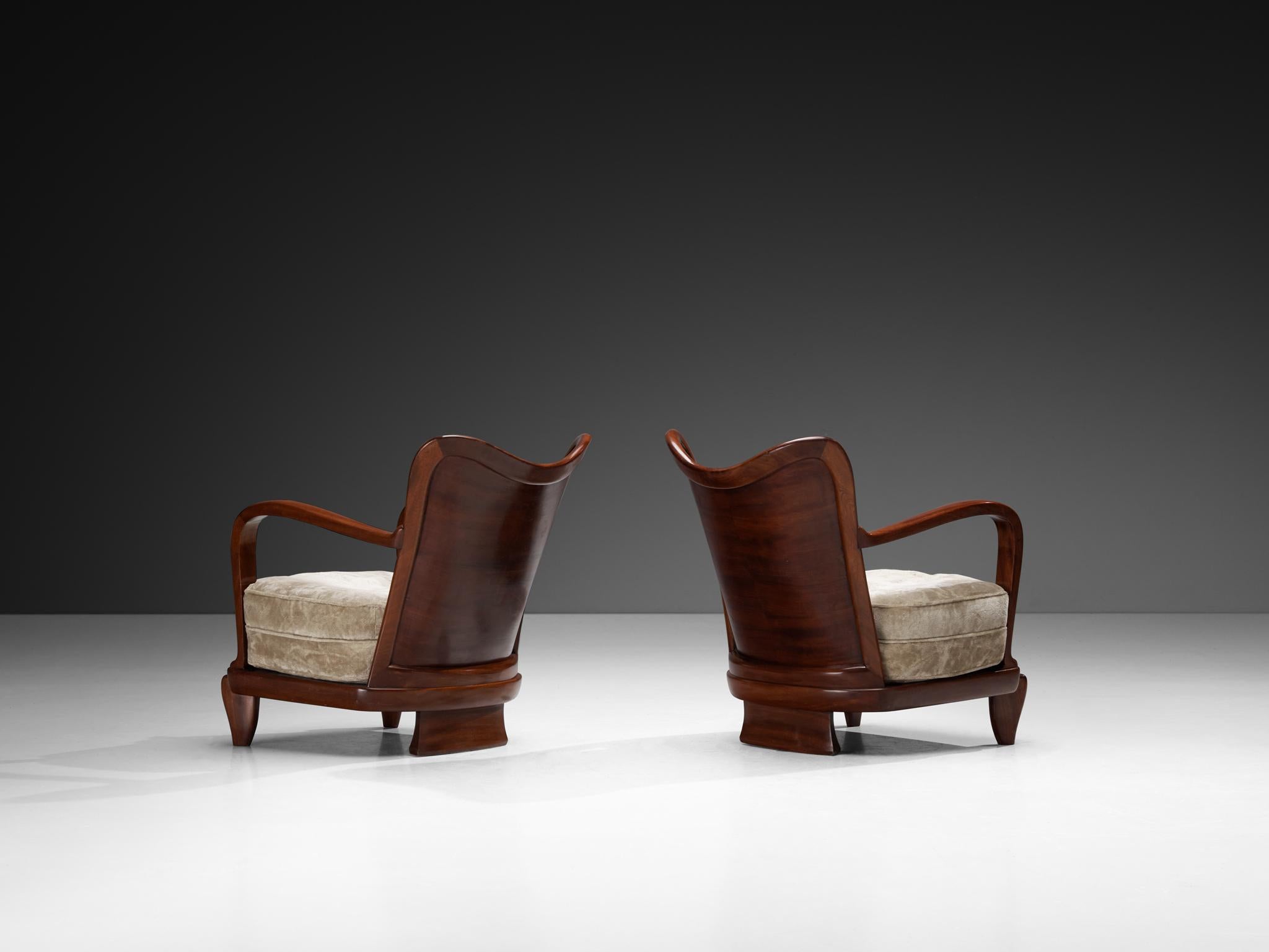 Ernesto Valabrega pour Vittorio Valabrega paire de chaises longues en acajou Bon état - En vente à Waalwijk, NL